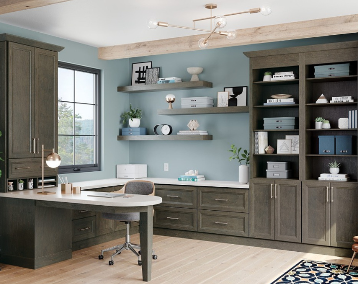 Custom wood cabinetry in a home office